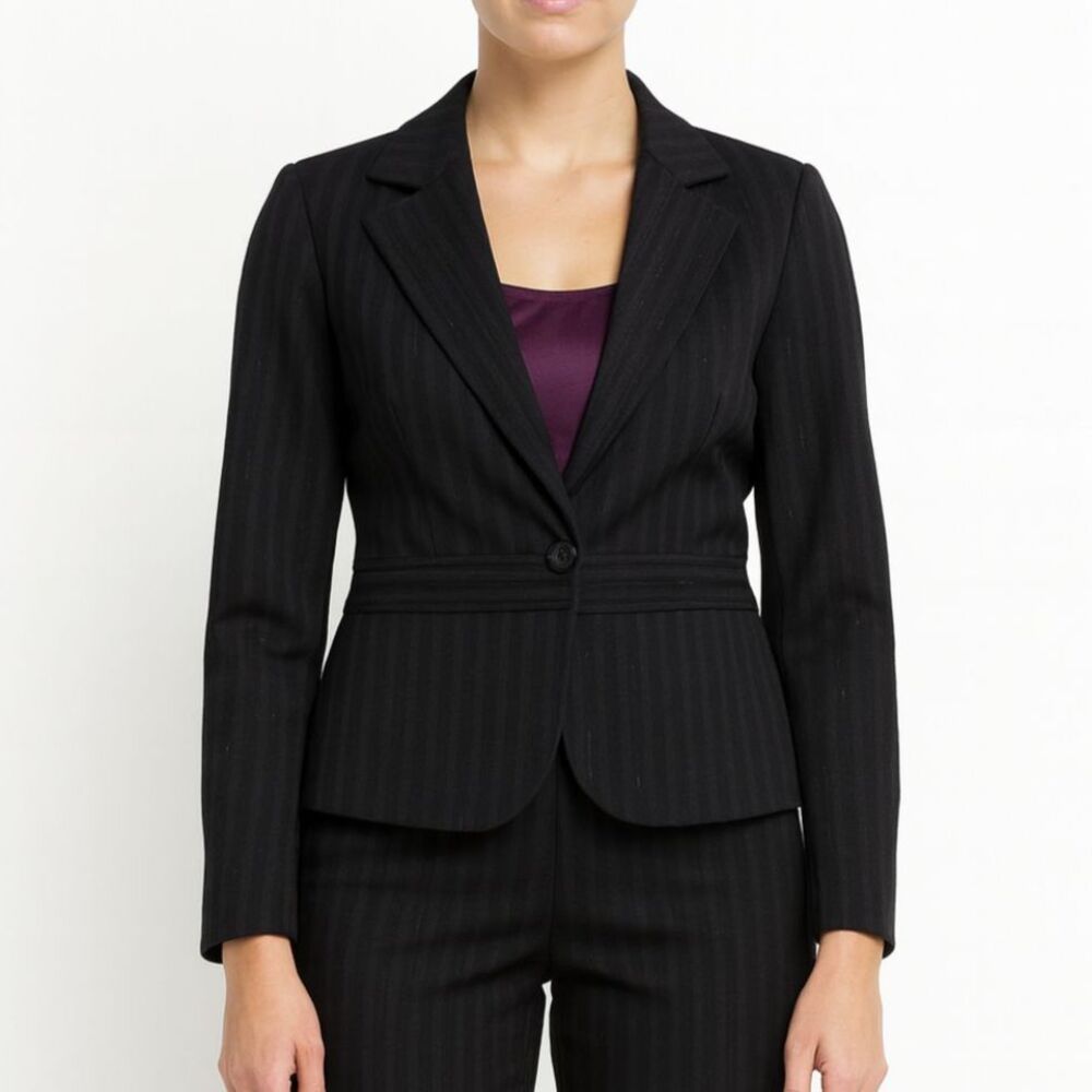 Studio 1940 Women’s Black Pinstripe One-Button Blazer Size 10